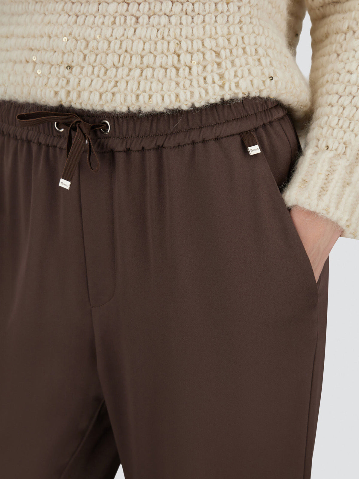 Herno Pantaloni Con Coulisse Marroni-4