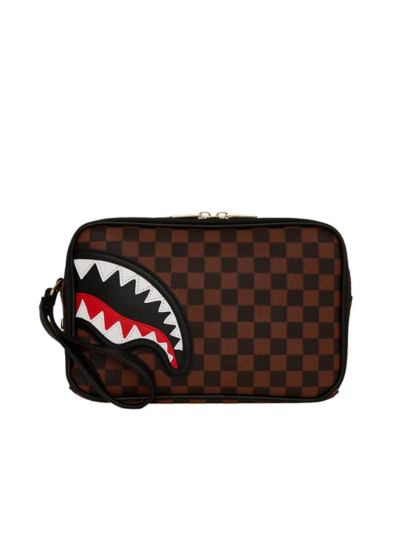 Sprayground Pochette Sawtooth Sharks In Paris Toiletry Brick Marrone