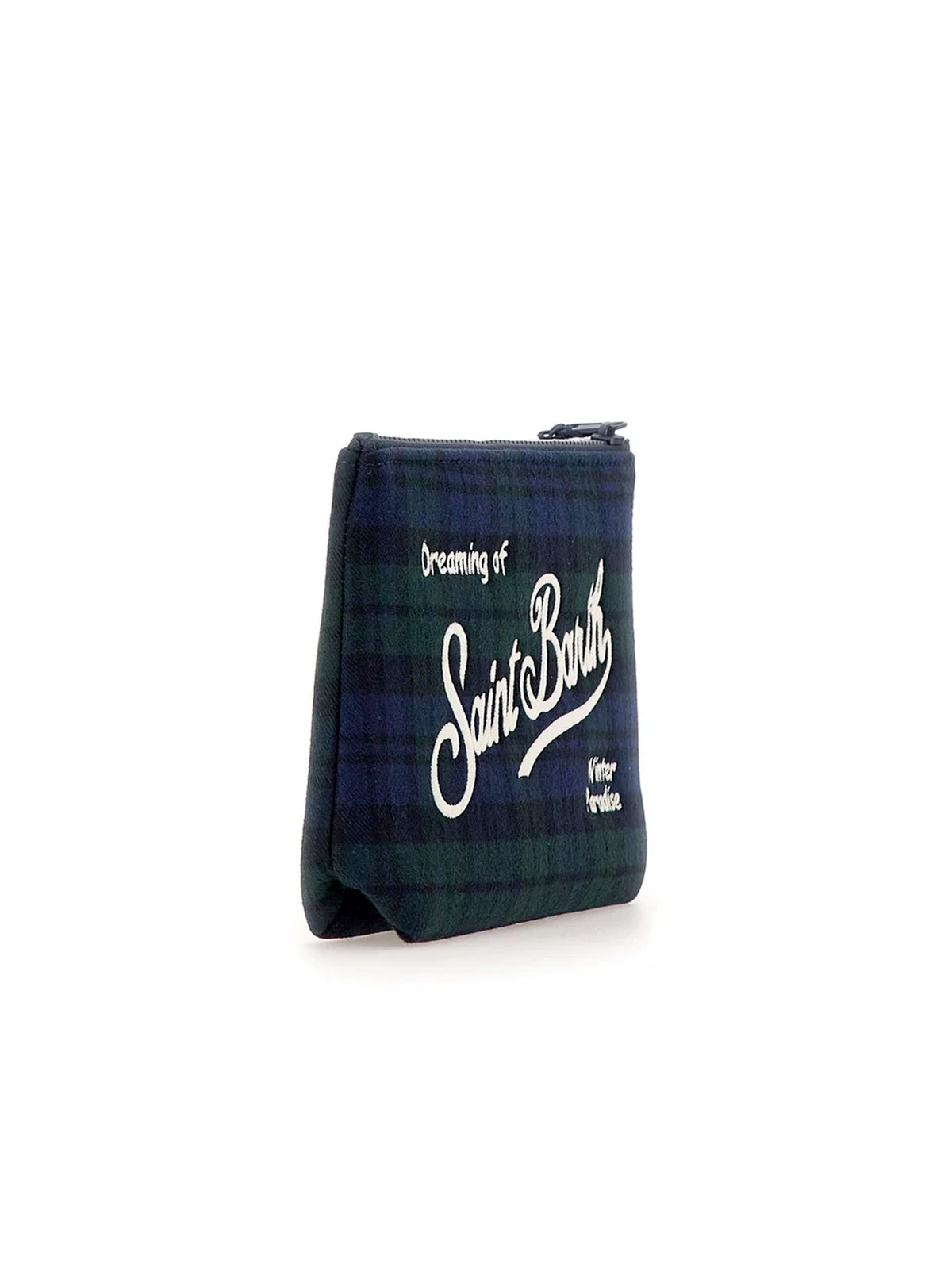 Saint Barth Pochette Aline Wool Tartan Blu Verde-3