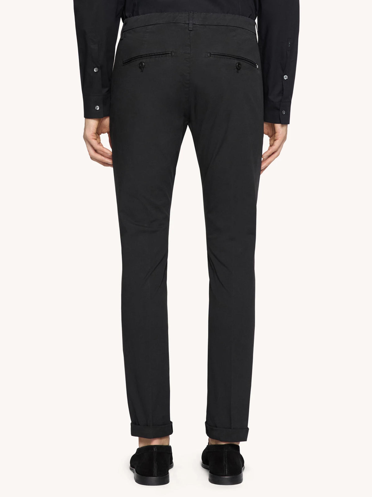 Dondup Pantaloni chino Gaubert slim in gabardina neri-3