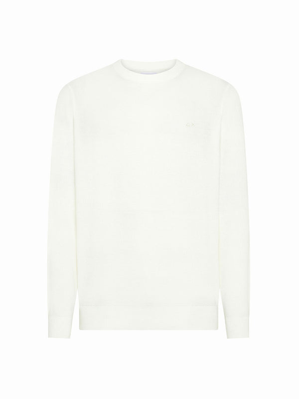 Sun68 Maglia Giro Cotone Bianco Panna