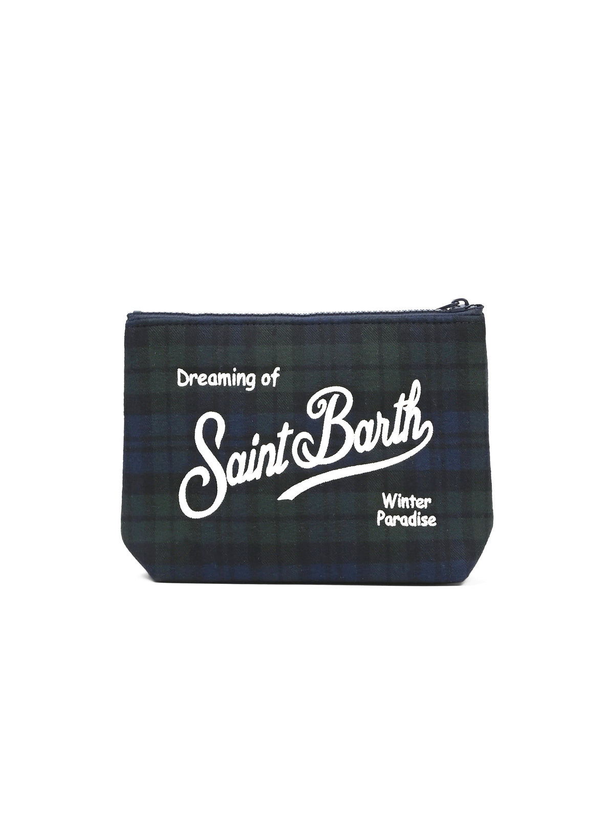 Saint Barth Pochette Aline Wool Tartan Blu Verde-2