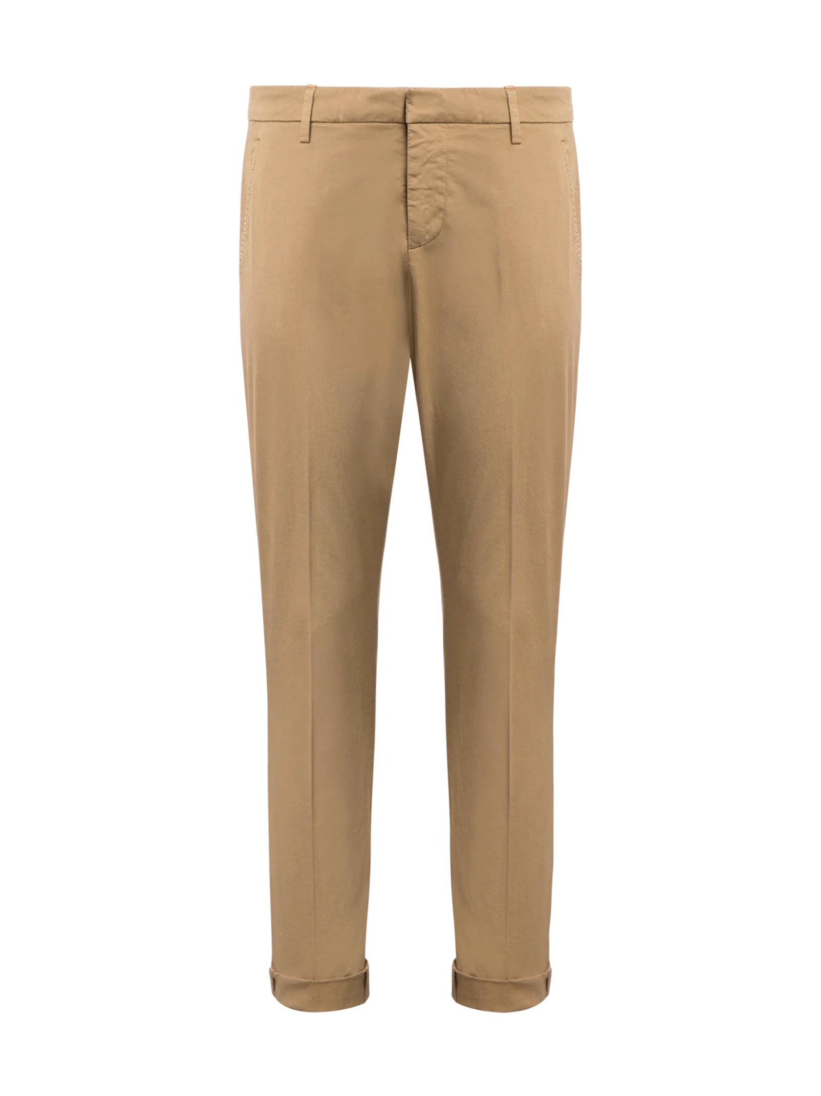 Dondup Pantaloni Gaubert Slim In Gabardina Leggera Noce-1