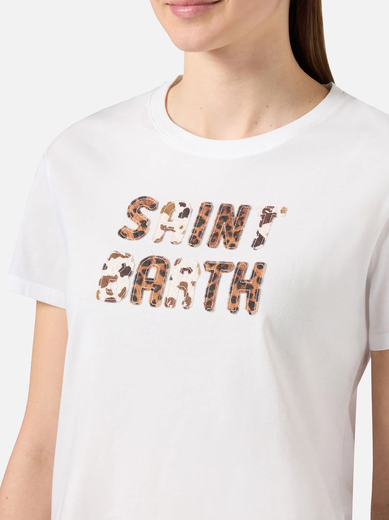 Saint Barth T-Shirt Animalier Patch Bianca-3