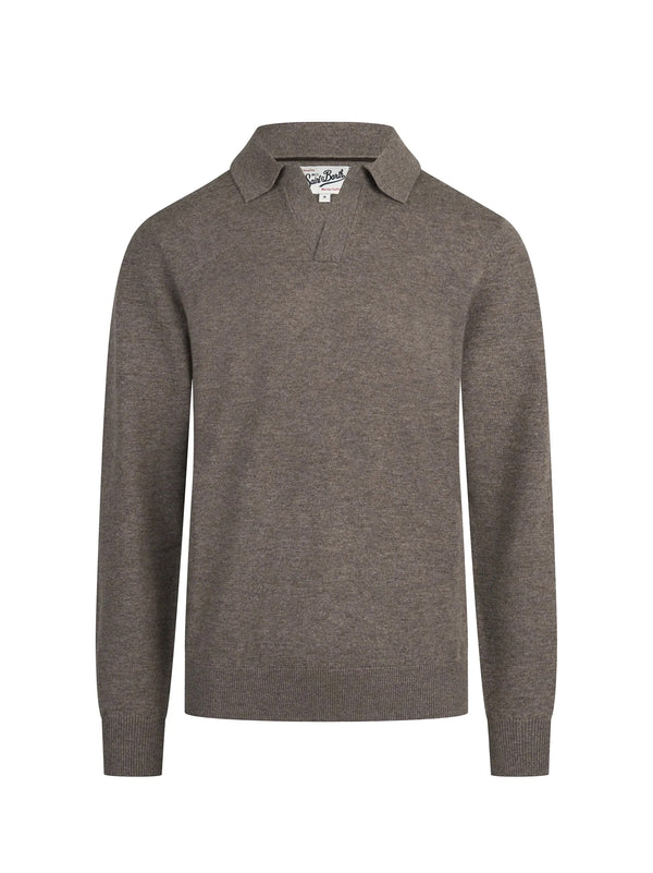 Saint Barth Polo Covent Nocciola In Misto Lana Merino E Cashmere