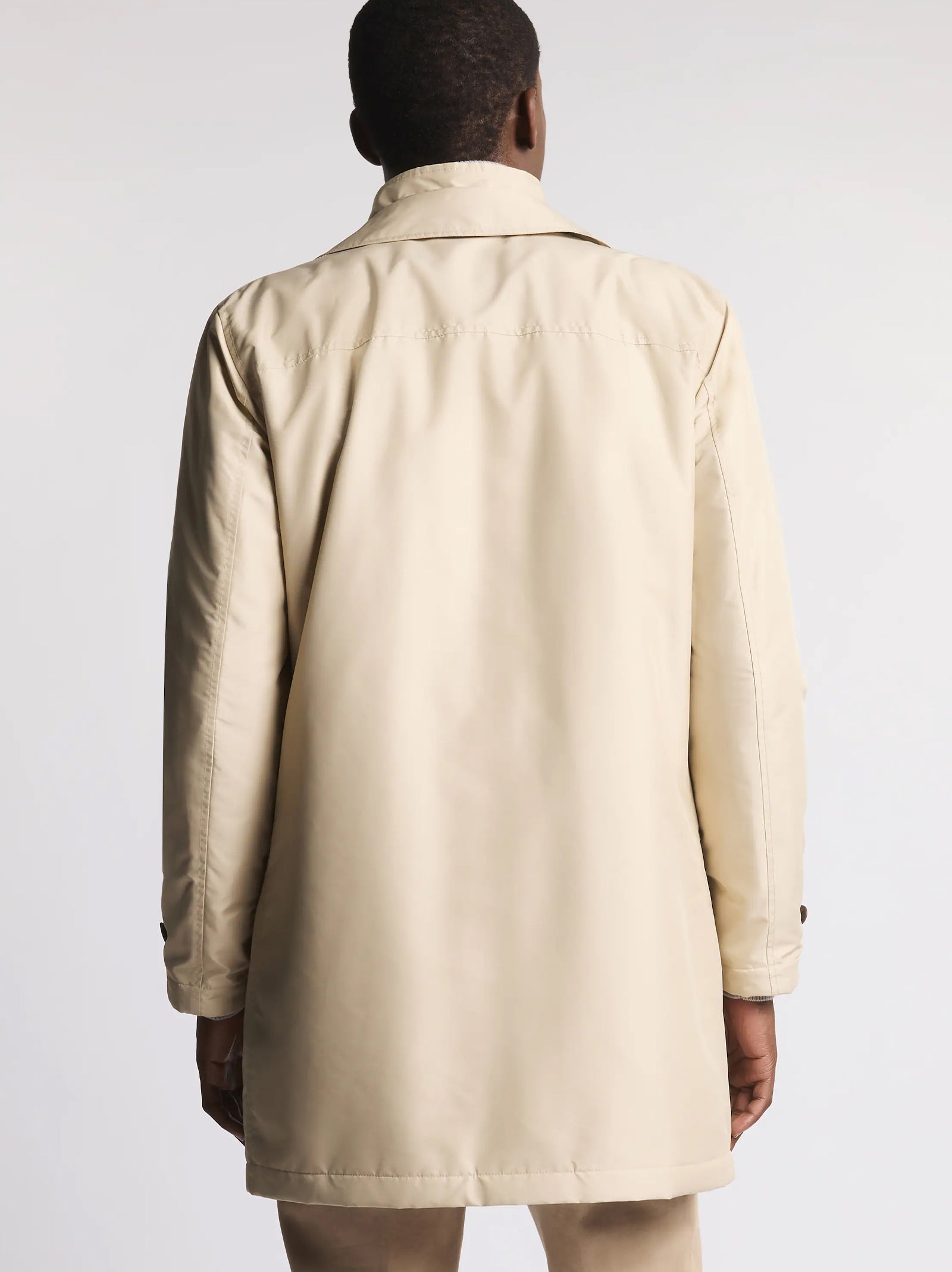 Fay Morning Coat In Popeline Tecnico Sabbia-3