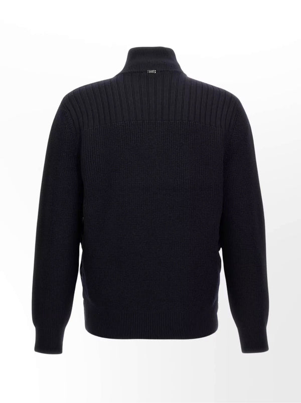 Herno Cardigan In Maglia E Nylon Imbottito Blu-2