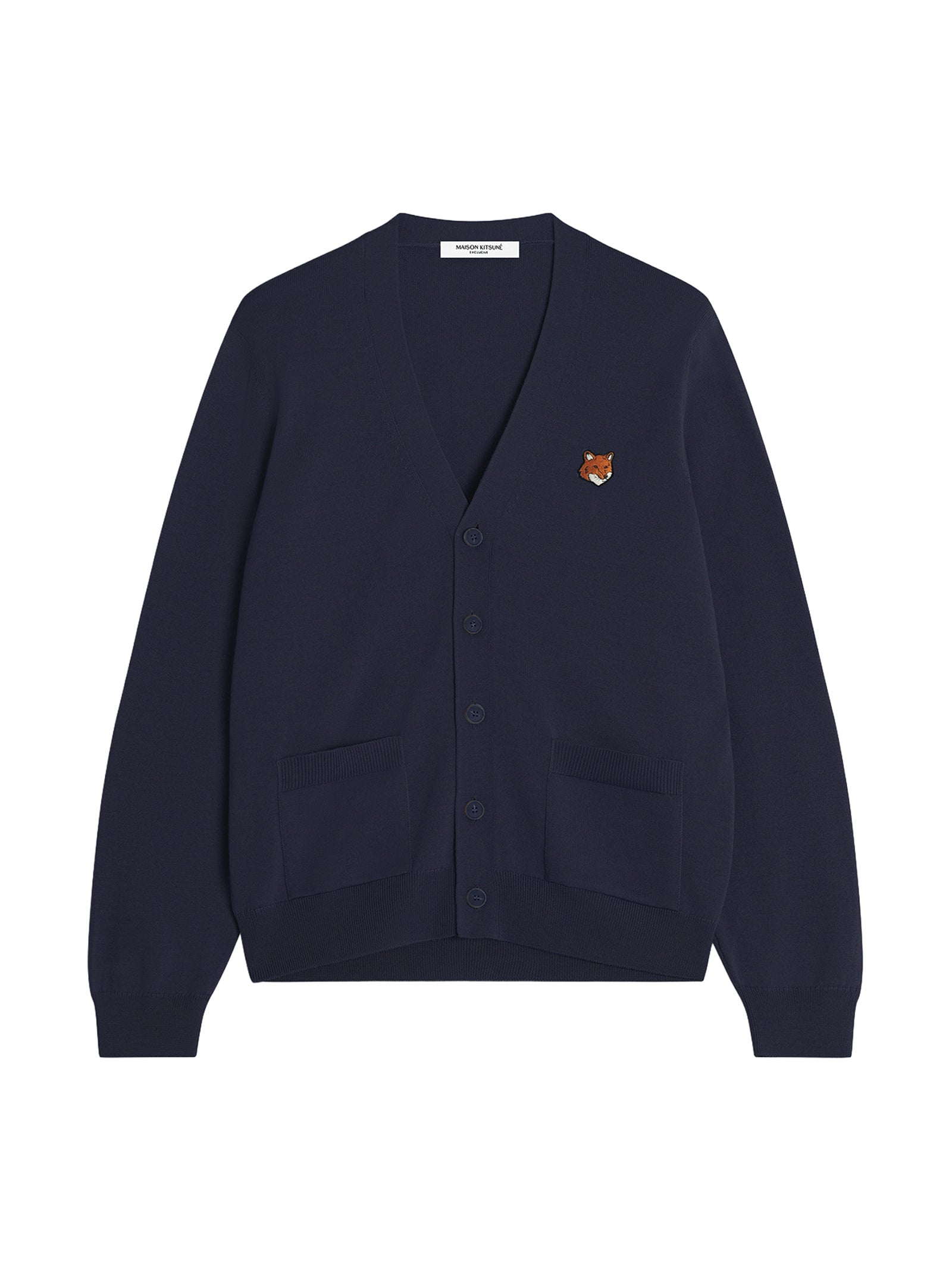 Maison Kitsune Fox Head Merino Regular Cardigan Navy-1