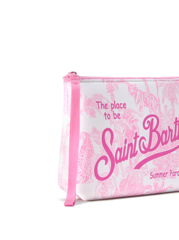 Saint Barth Pochette Aline In Scuba Con Stampa Toile De Jouy Rosa-2