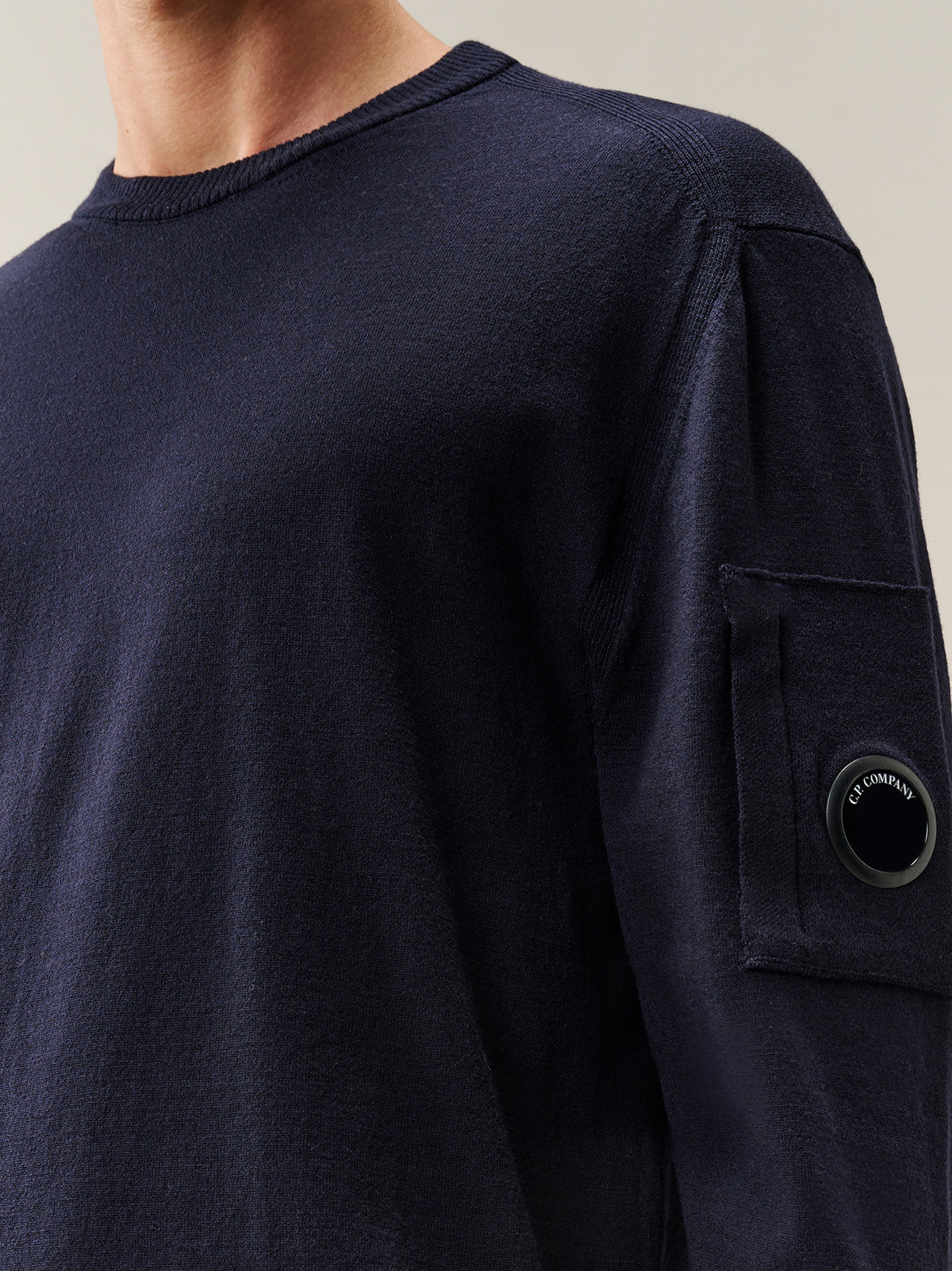 Cp Company Maglia Girocollo Lana Merino Blu-4