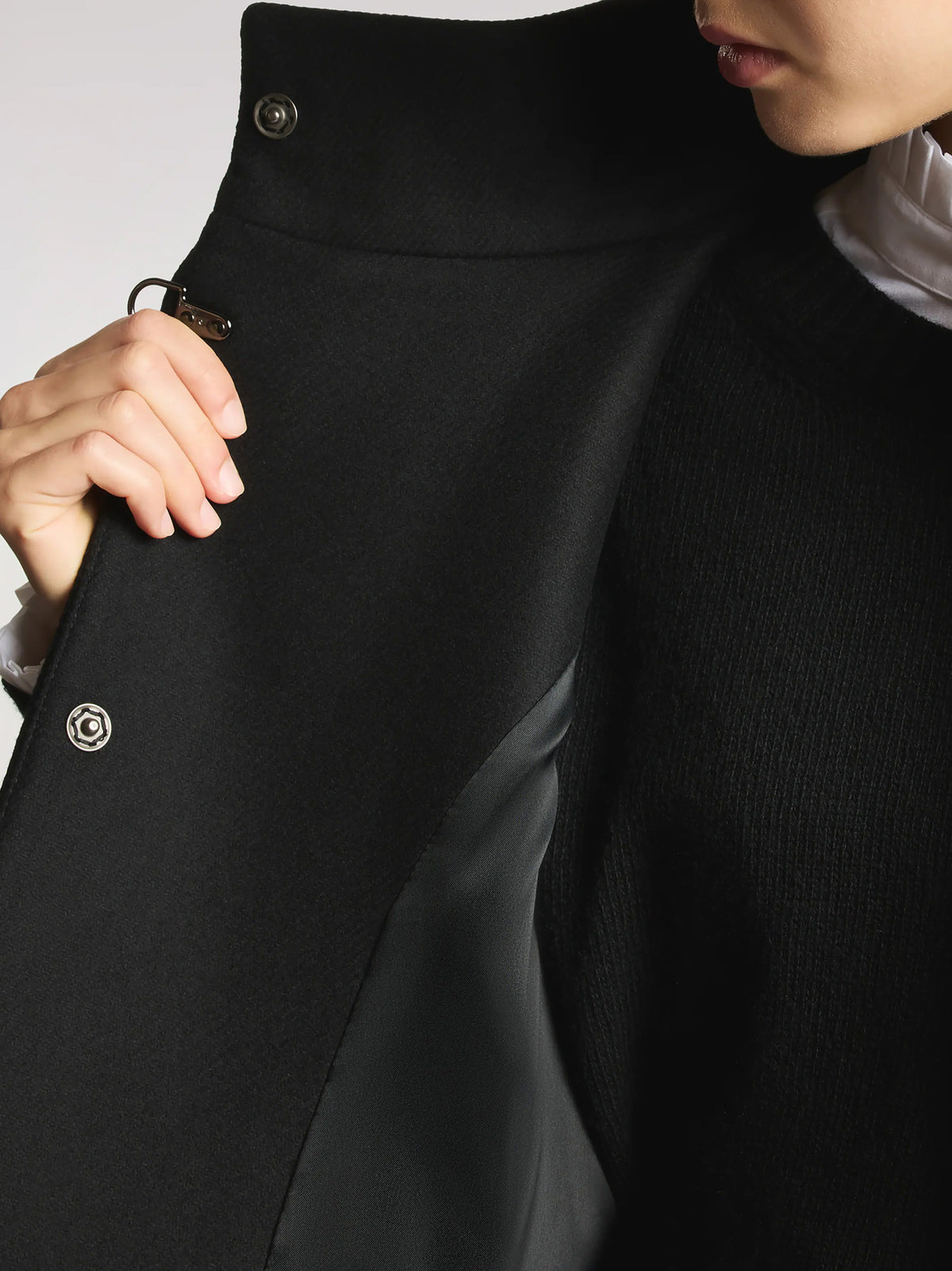 Fay Cappa Gancio Lana E Cashmere Nero-4