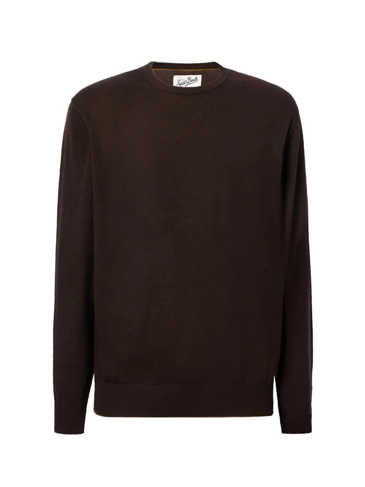 Saint Barth Maglia Girocollo Regent In Misto Lana Merino E Cashmere Dark Brown-1