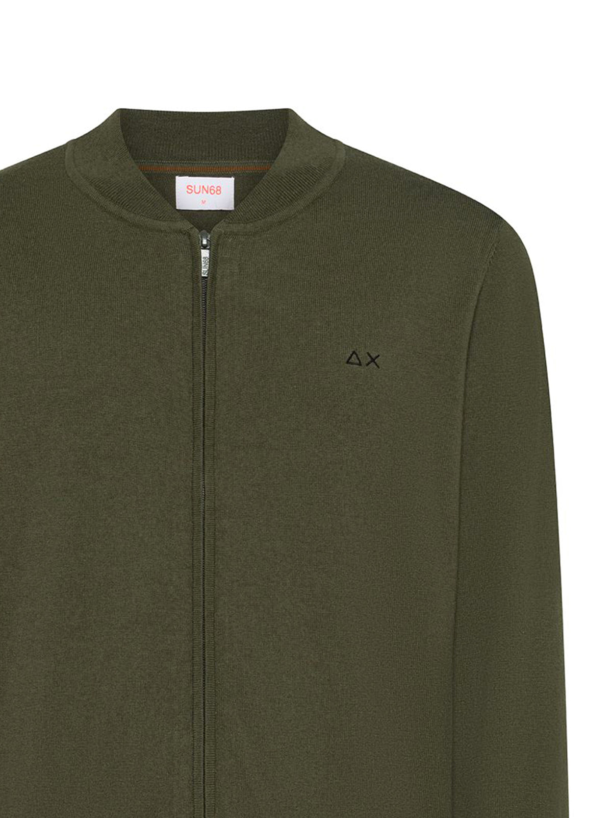 Sun68 Cardigan In Cotone E Lana Con Zip Militare Scuro-2