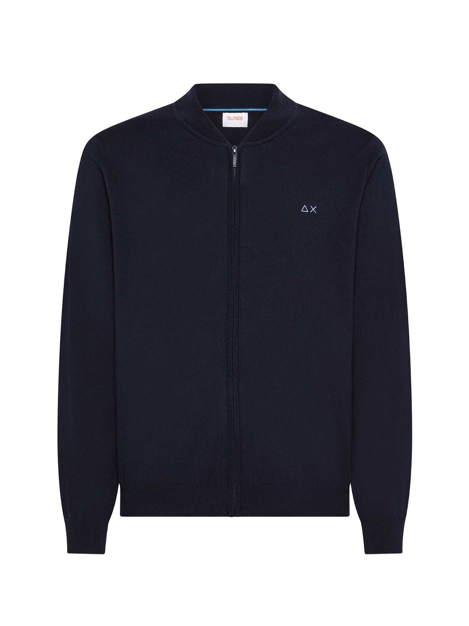 Sun68 Cardigan In Cotone E Lana Con Zip Navy Blue-1