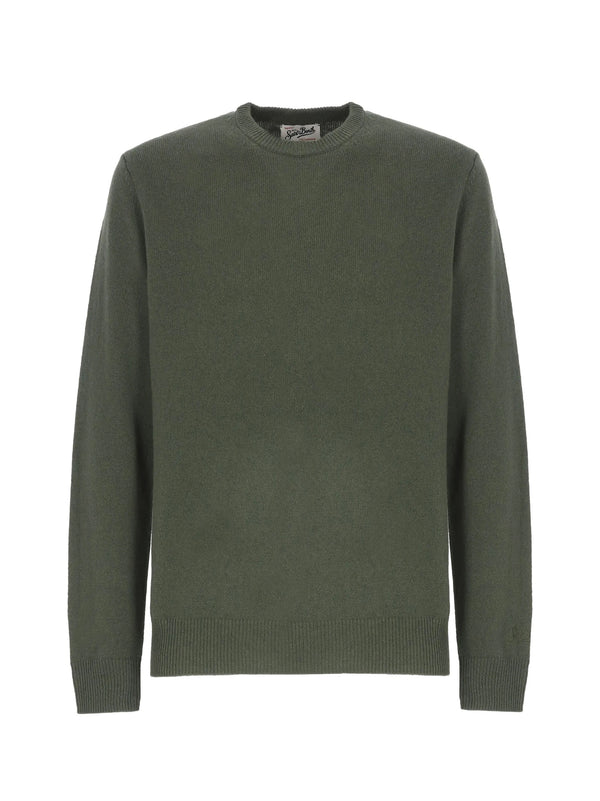 Saint Barth Maglia Girocollo Regent In Misto Lana Merino E Cashmere Militare