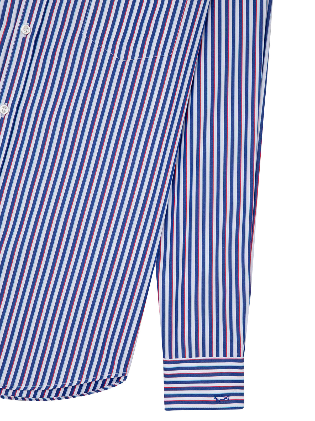 Paul&Shark Camicia in popeline di cotone a righe blu e rosse-2