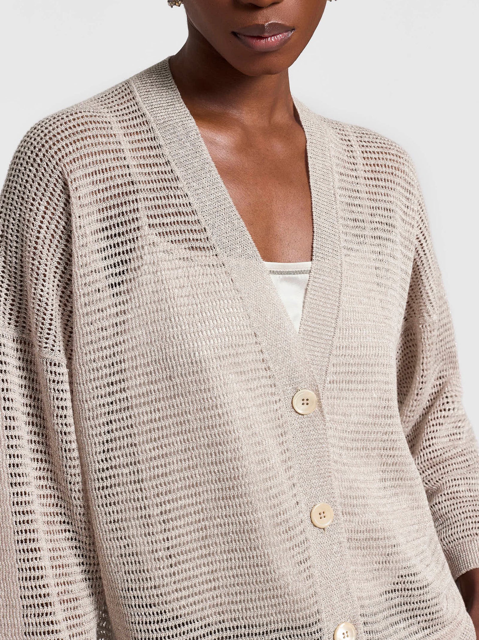 Peserico Easy Cardigan Filato Lino Lurex-3