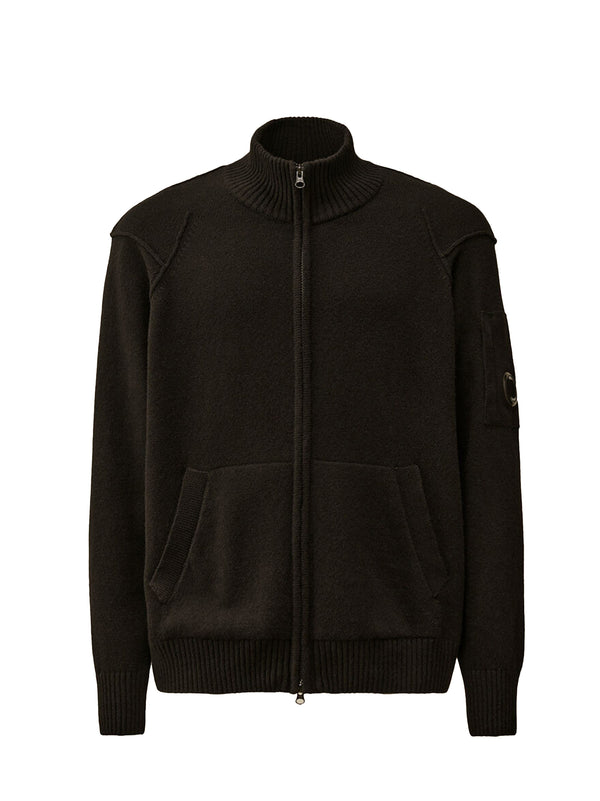 CP COMPANY Lambswool GRS Full Zip Sweater-CP COMPANY-RFCMKN708A110149A 999