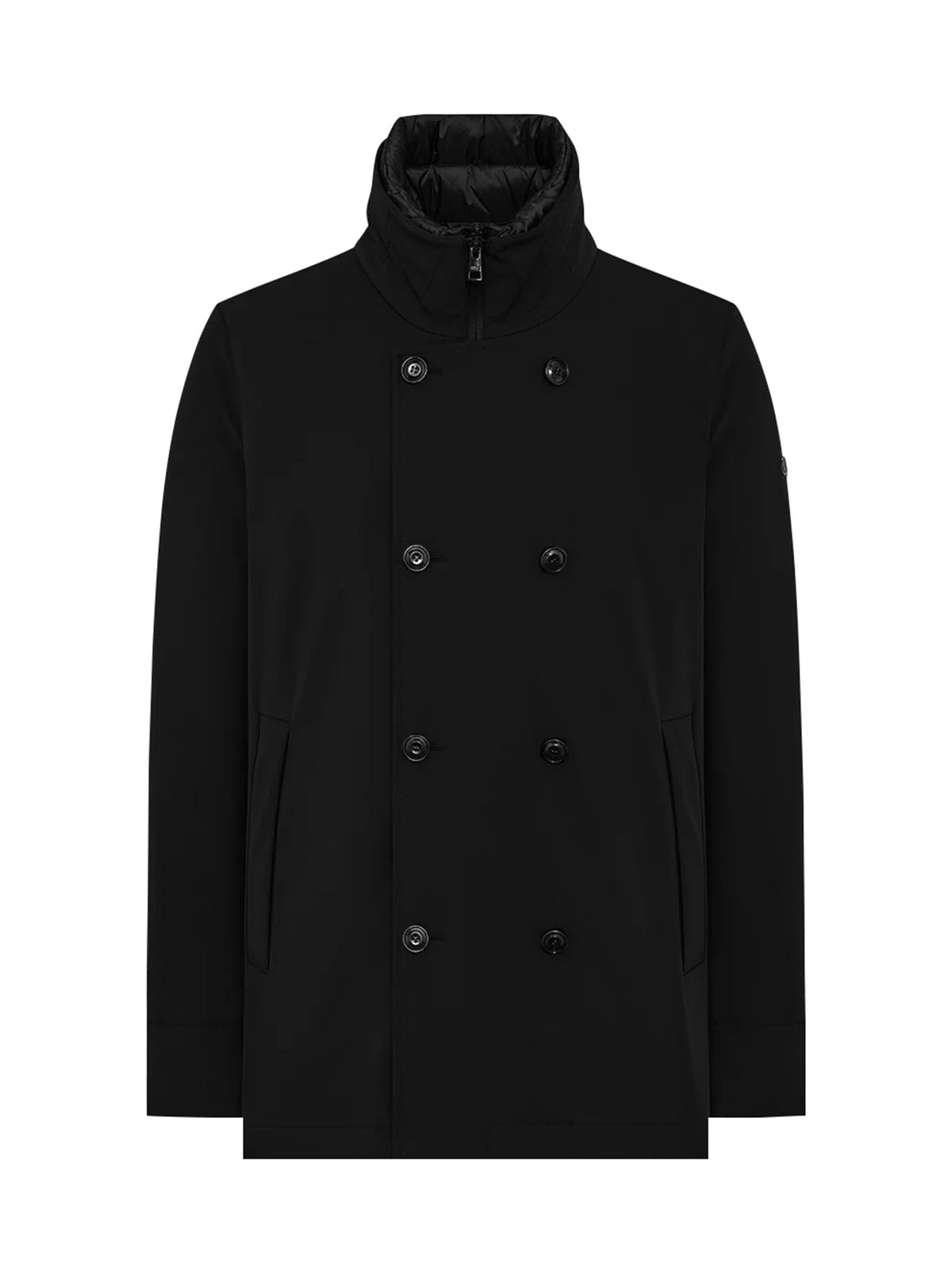 Duno Peacoat In Tessuto Tecnico Bi-Stretch Nero-1