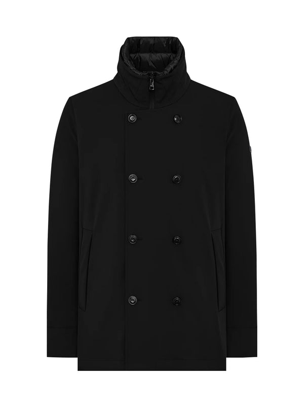 Duno Peacoat In Tessuto Tecnico Bi-Stretch Nero