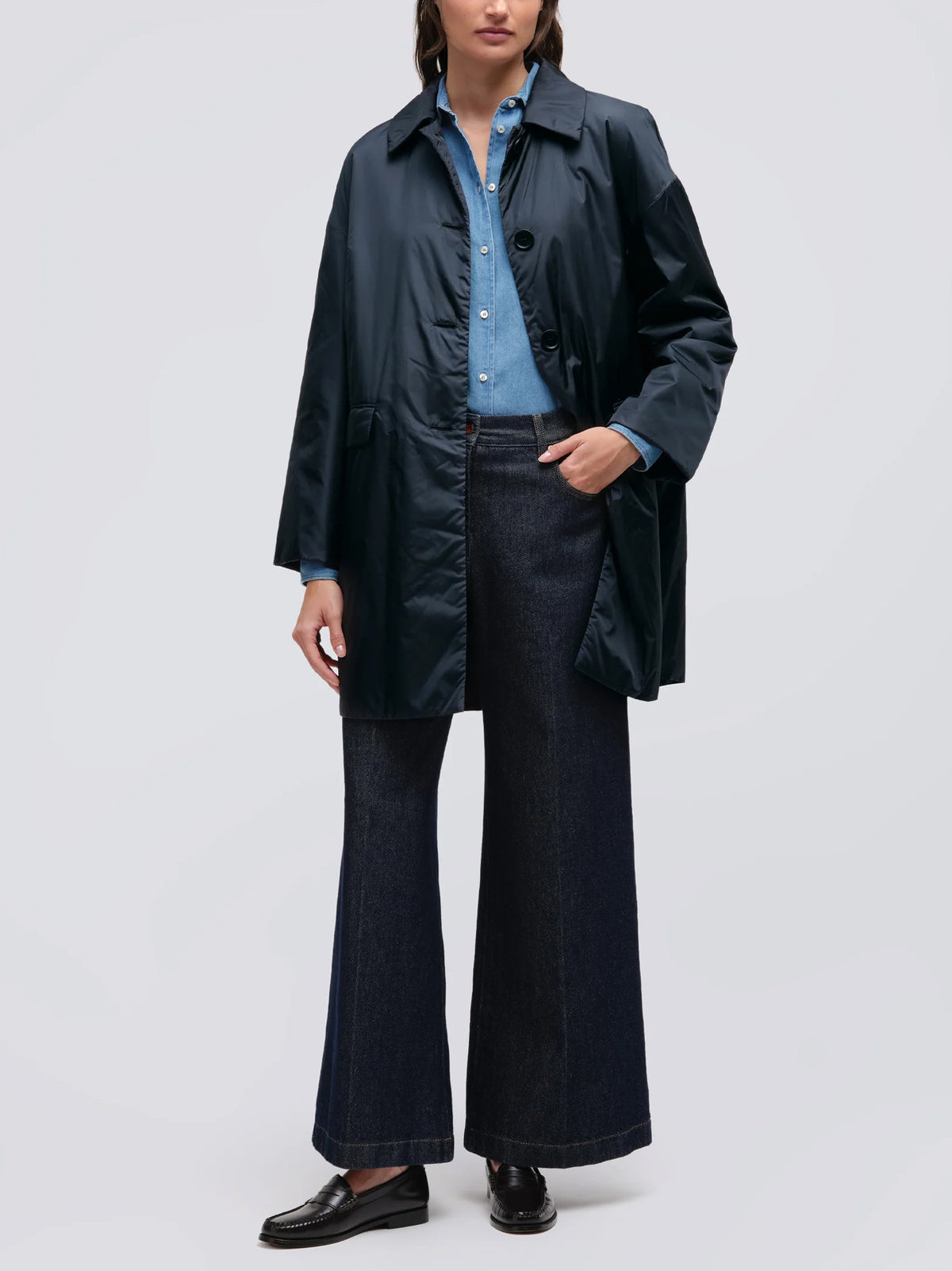 Aspesi Cappotto Teena In Nylon Blue Navy-2