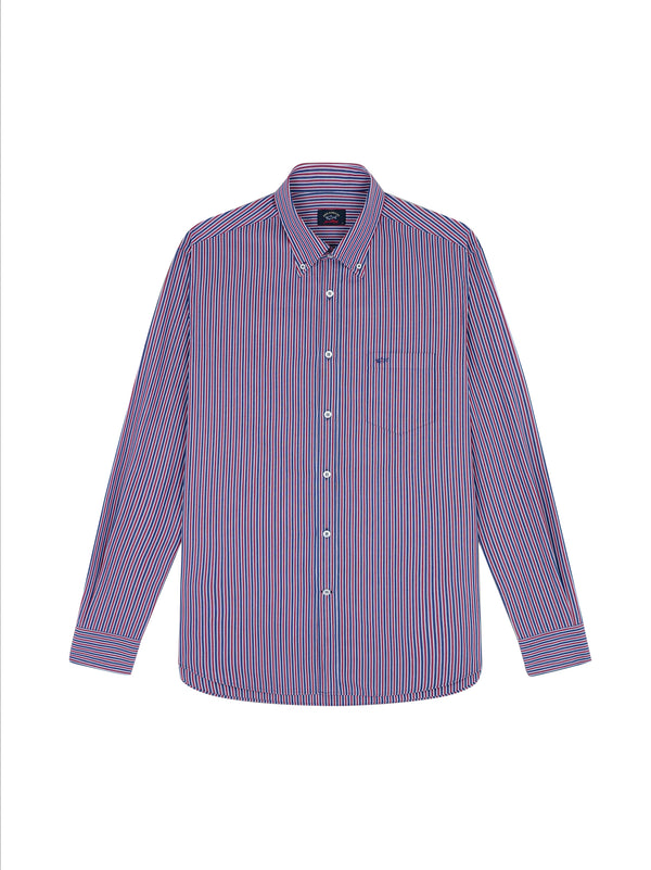 Camicia In Popeline Di Cotone Righe