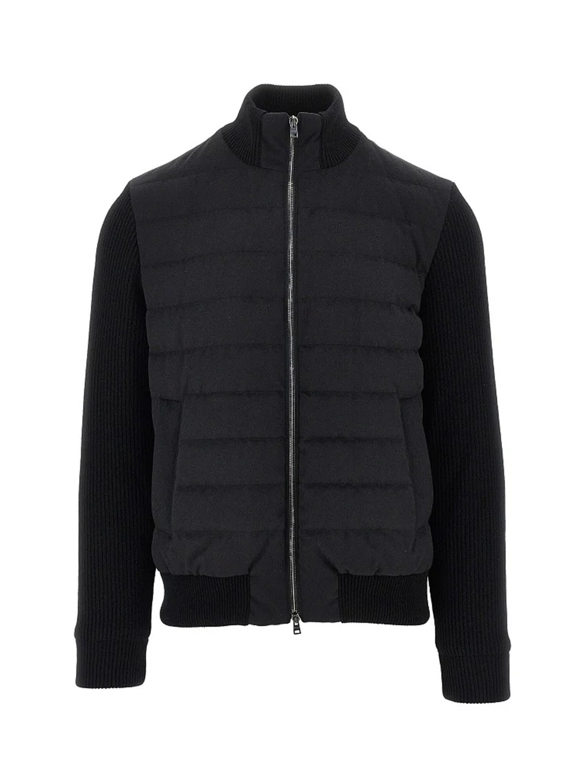 Herno Giubbino Zip Resort In Flanella Misto Lana Nero-1