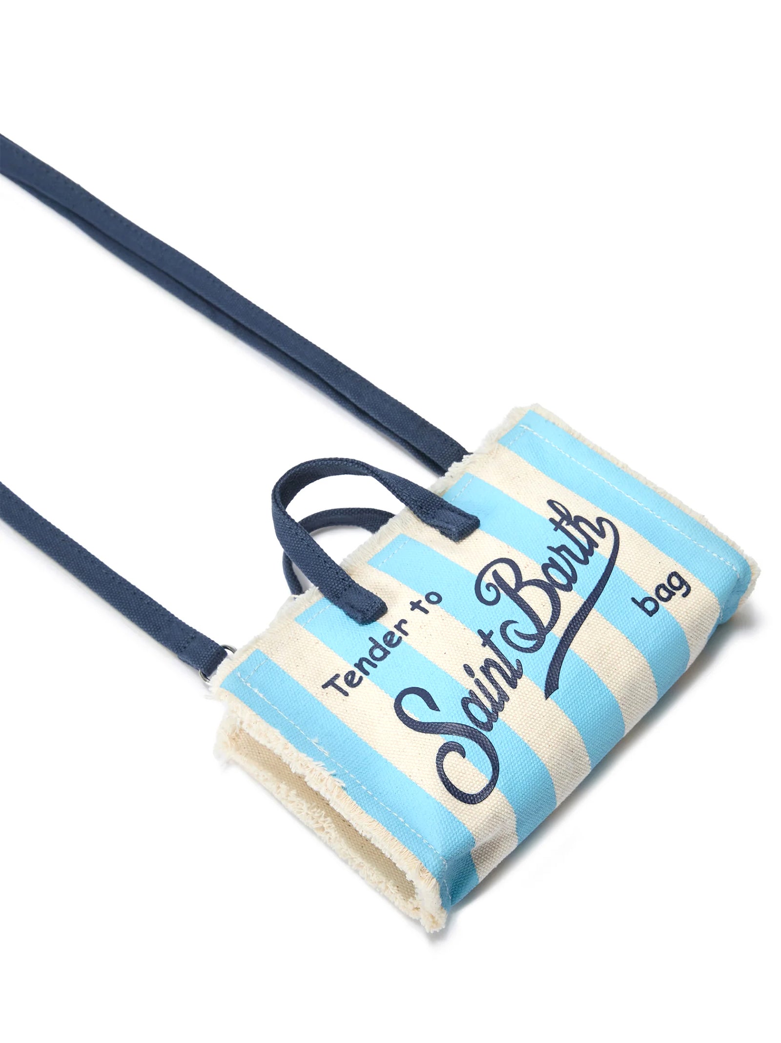 Saint Barth Phone Bag Righe Bianco Azzurro-3