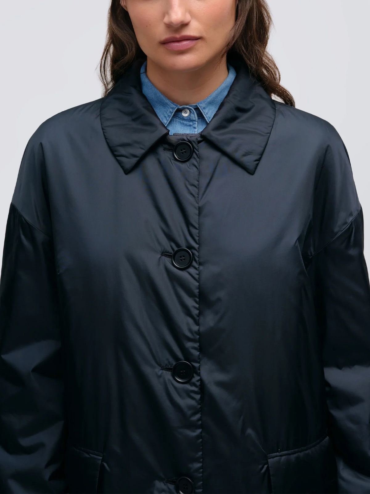Aspesi Cappotto Teena In Nylon Blue Navy-4