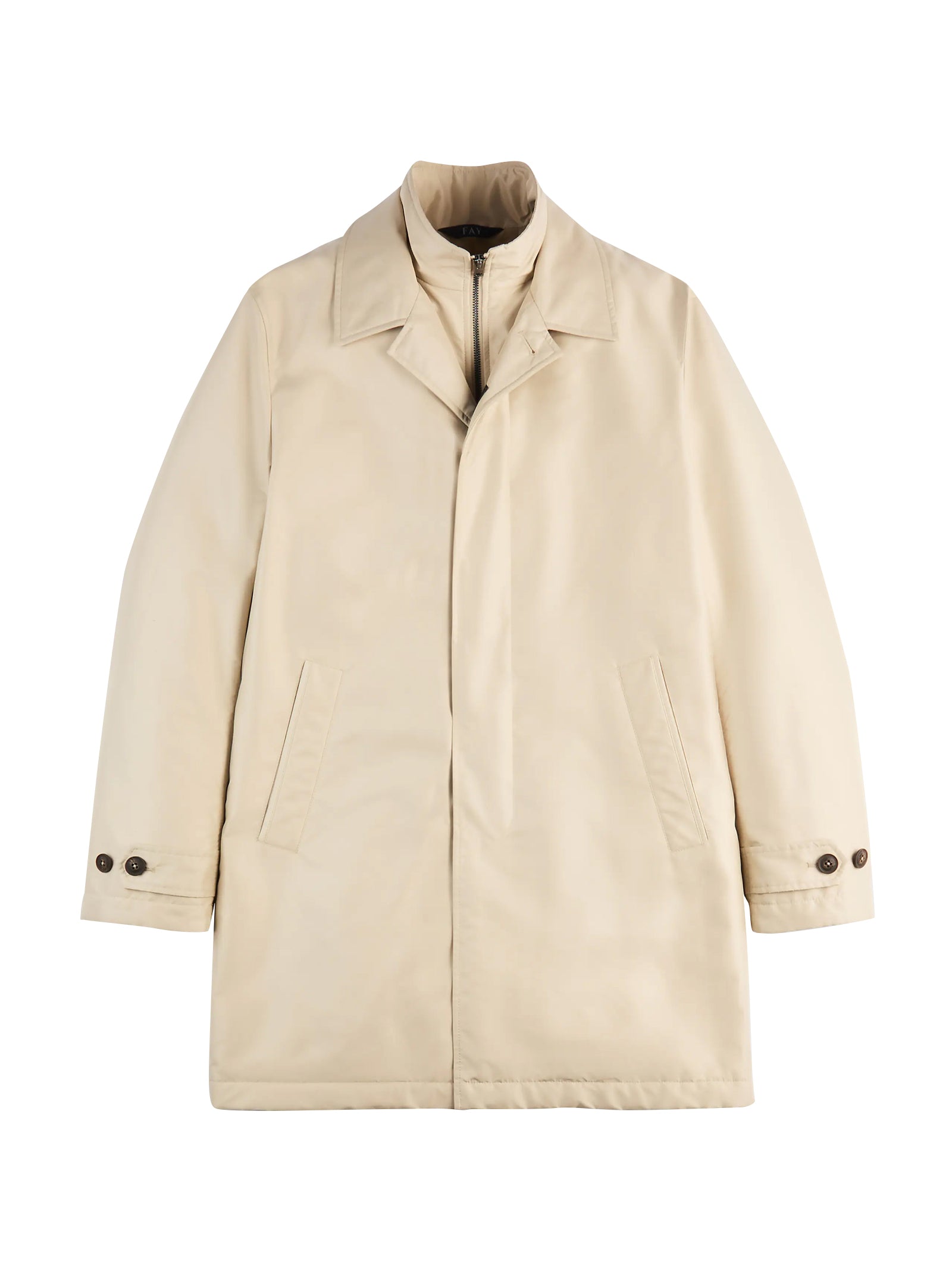 Fay Morning Coat In Popeline Tecnico Sabbia-1