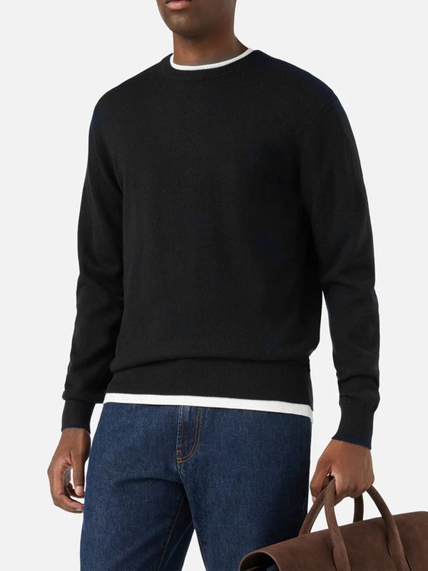 Saint Barth Maglia Girocollo Regent In Misto Lana Merino E Cashmere Nera-2