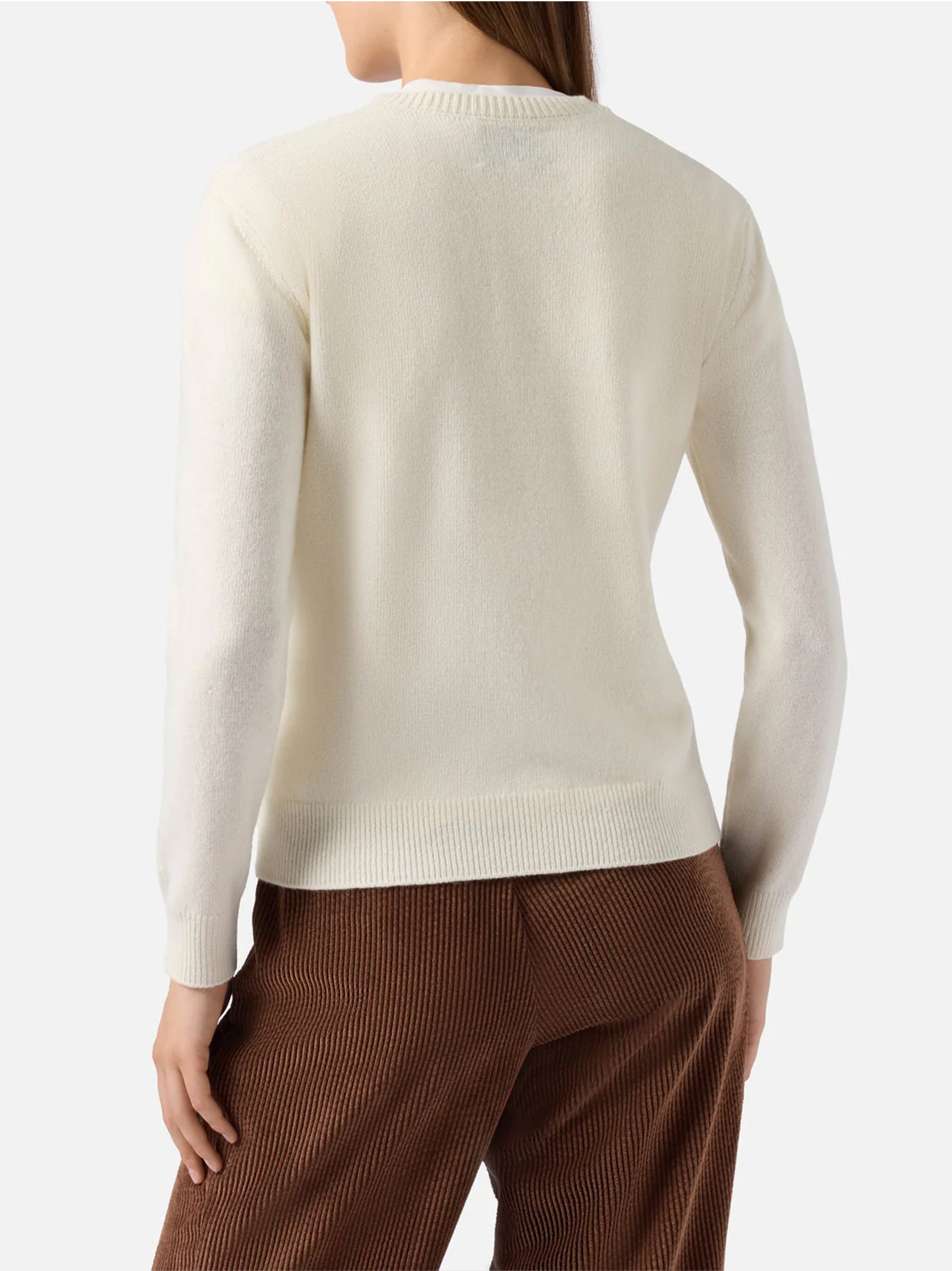 Saint Barth Maglione New Queen In Misto Cashmere Bianco Con Ricamo Lurex Favolosa-3
