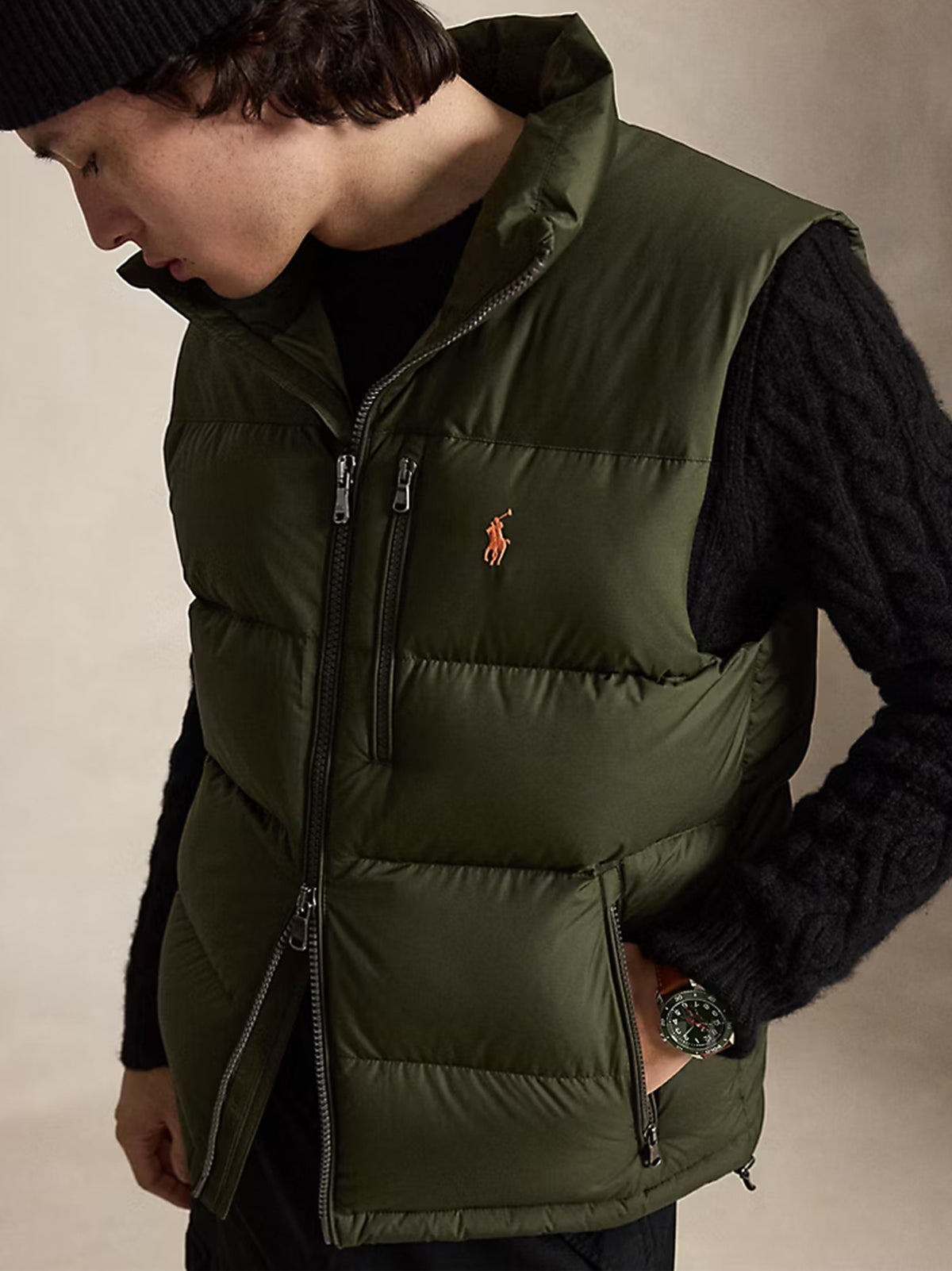 Polo Ralph Lauren Gilet Gorham In Piumino Green Olive-4