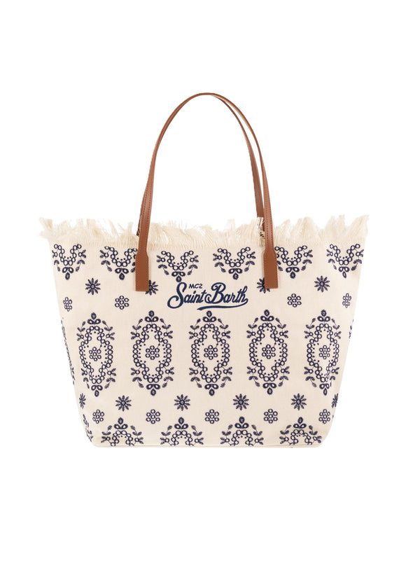 Saint Barth City Bag Sangallo Bianca Avorio Blu