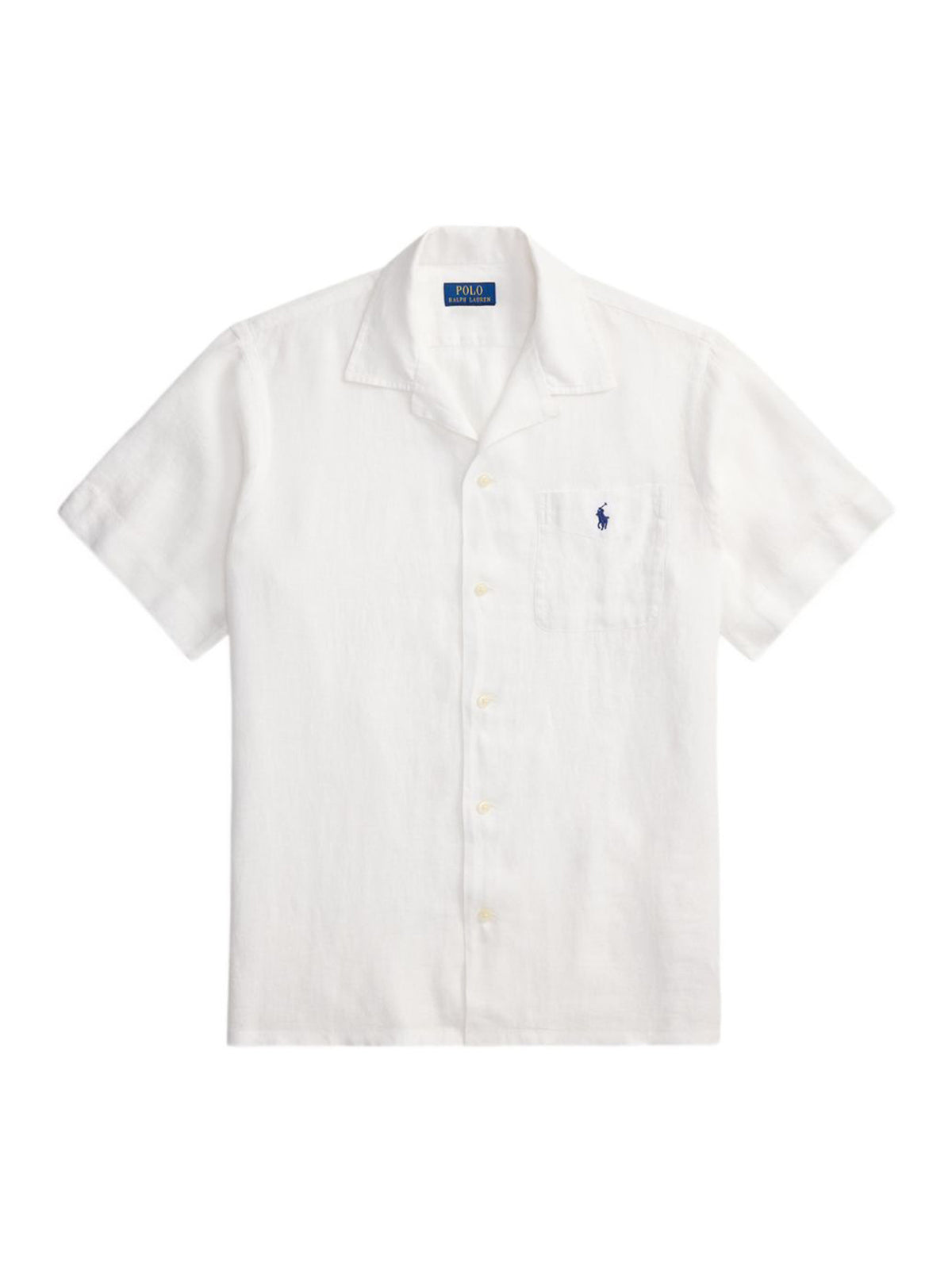 Polo Ralph Lauren Camicia Maniche Corte Lino Bianca-1