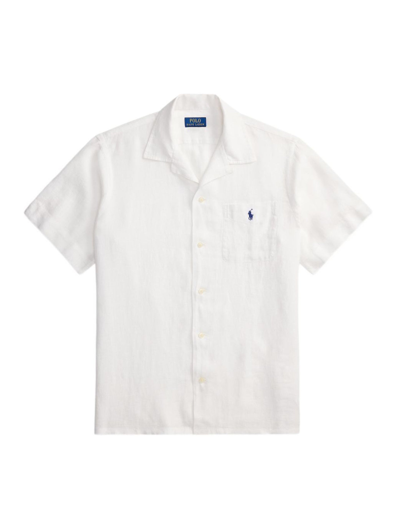 Polo Ralph Lauren Camicia Maniche Corte Lino Bianca-1
