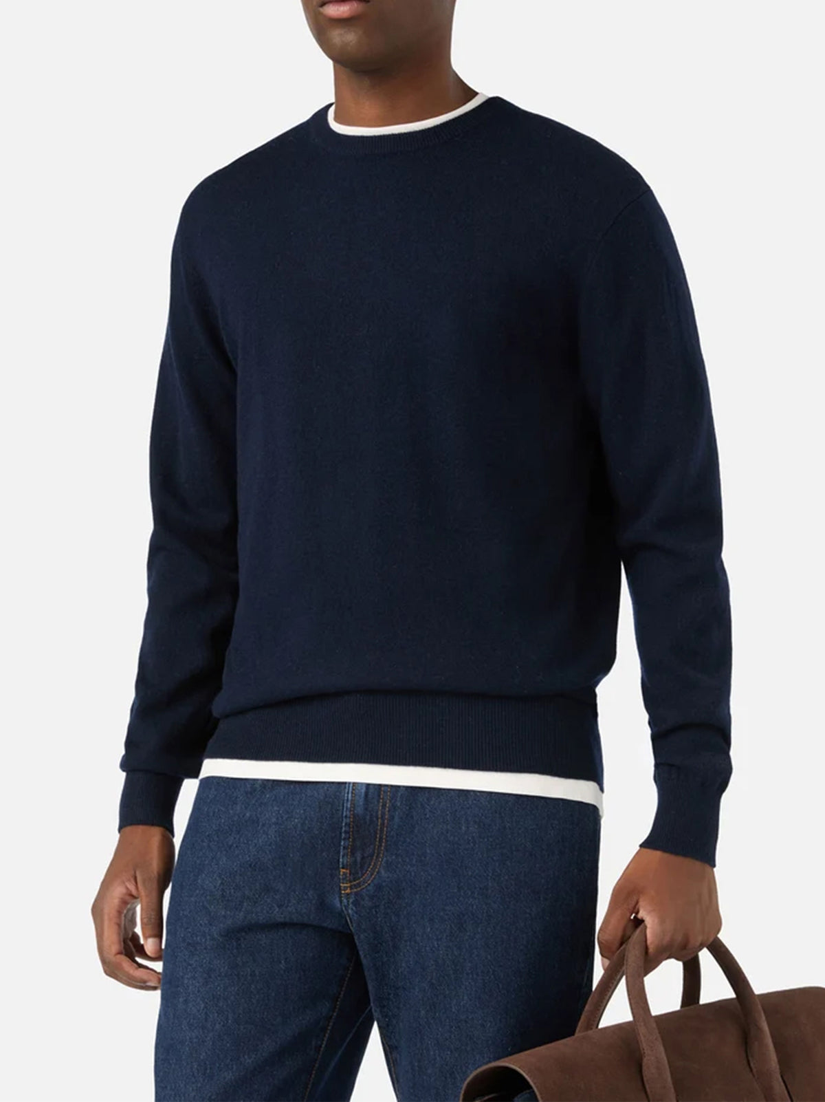 Saint Barth Maglia Girocollo Regent In Misto Lana Merino E Cashmere Blu-2