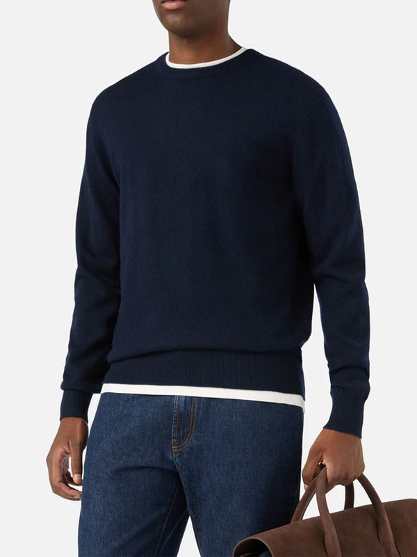 Saint Barth Maglia Girocollo Regent In Misto Lana Merino E Cashmere Blu-2