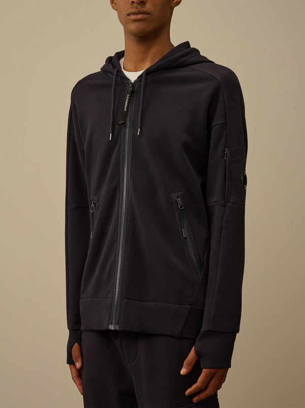Cp Company Diagonal Raised Fleece Hooded Full Zip Sweatshirt-2