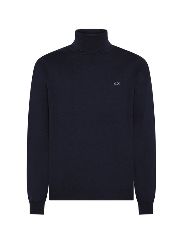 Sun68 Maglia Dolcevita In Cotone E Lana Navy Blue