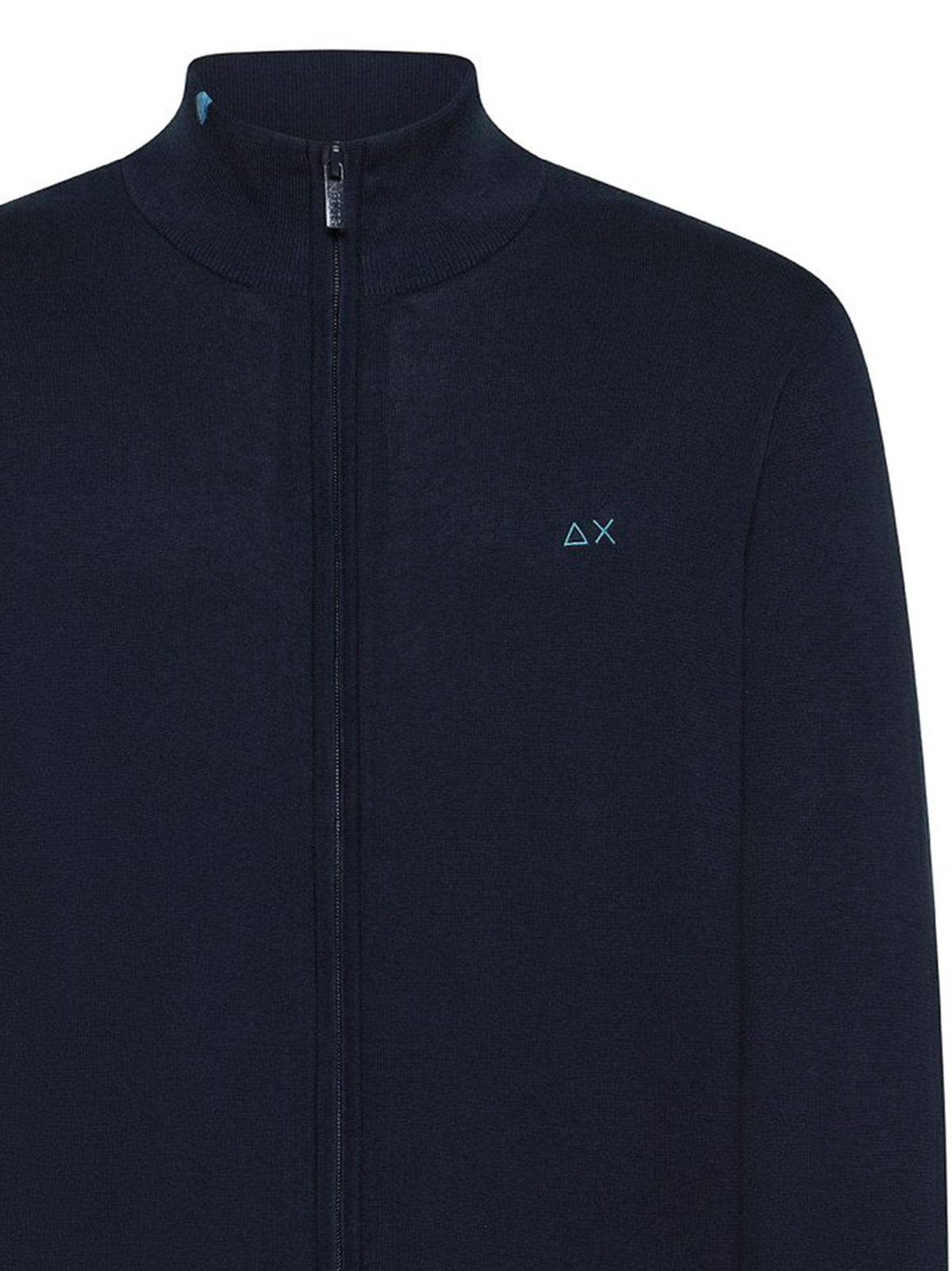 Sun68 Cardigan In Maglia Di Cotone Con Zip Blu Navy-2