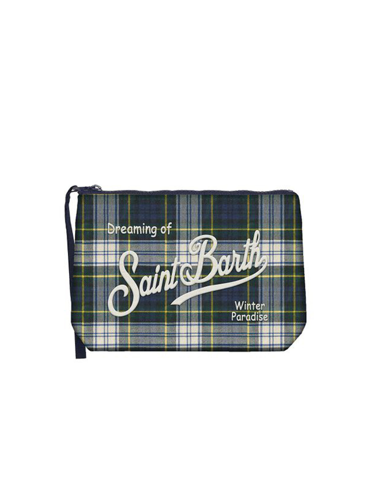 Saint Barth Pochette Aline Wool Tartan Blu-1