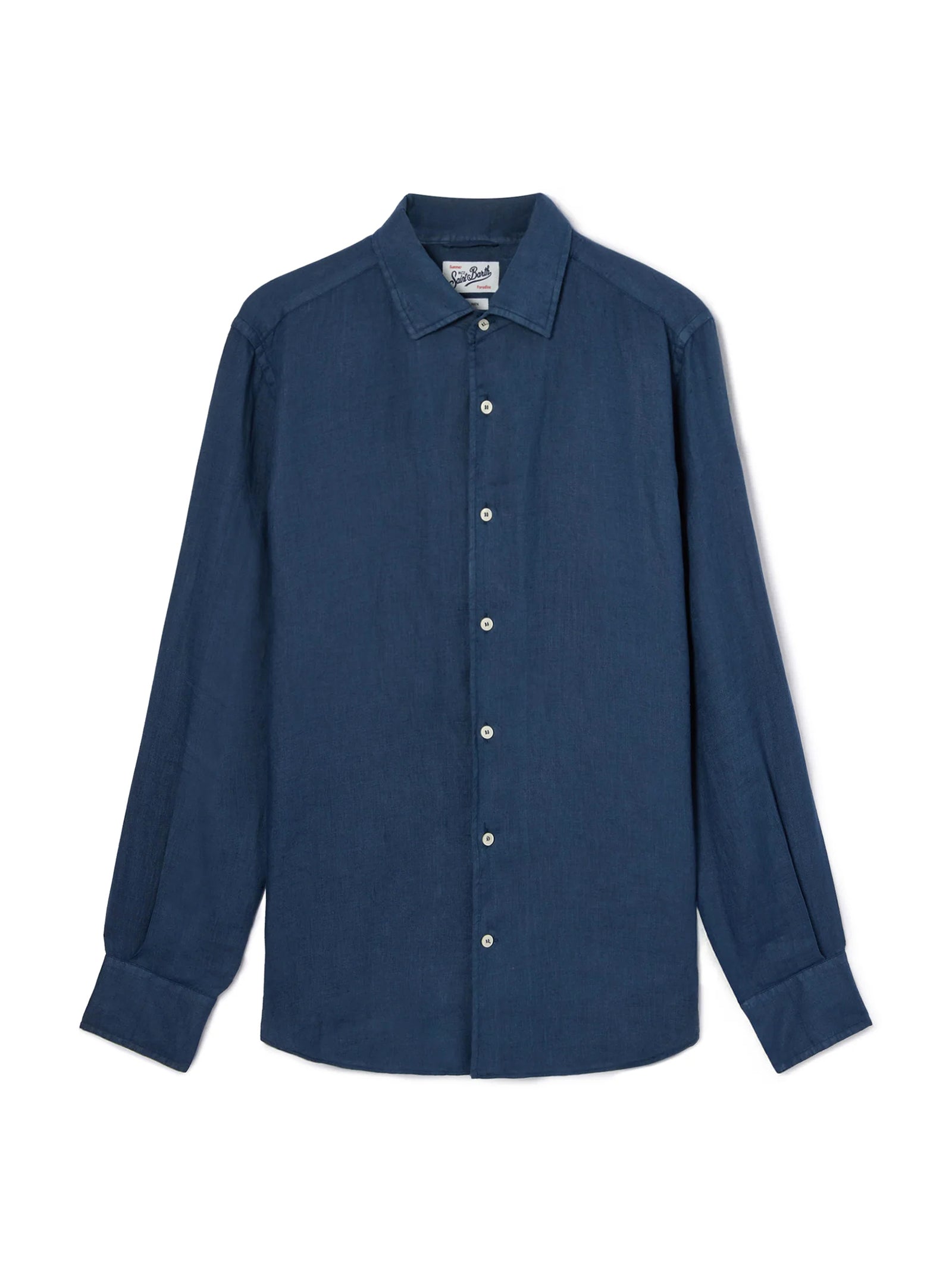 Camicia Raphael In Puro Lino Blu Navy-1