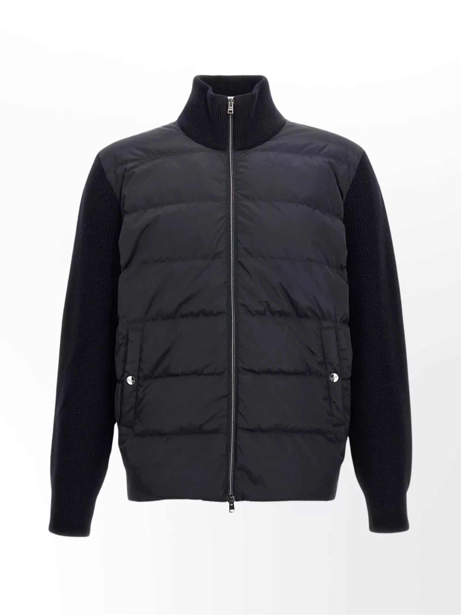 Herno Cardigan In Maglia E Nylon Imbottito Blu-1