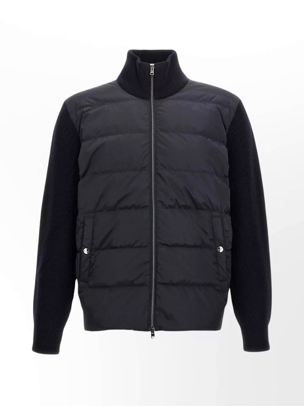 Herno Cardigan In Maglia E Nylon Imbottito Blu