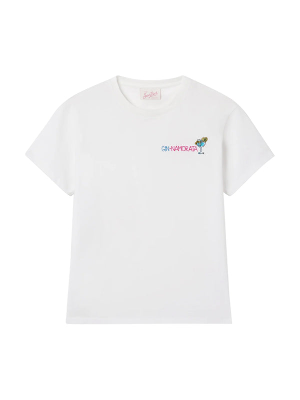 SAINT BARTH T-SHIRT EMILIE BIANCA CON RICAMO GIN-NAMORATA-SAINT BARTH-EMI0001 00214L