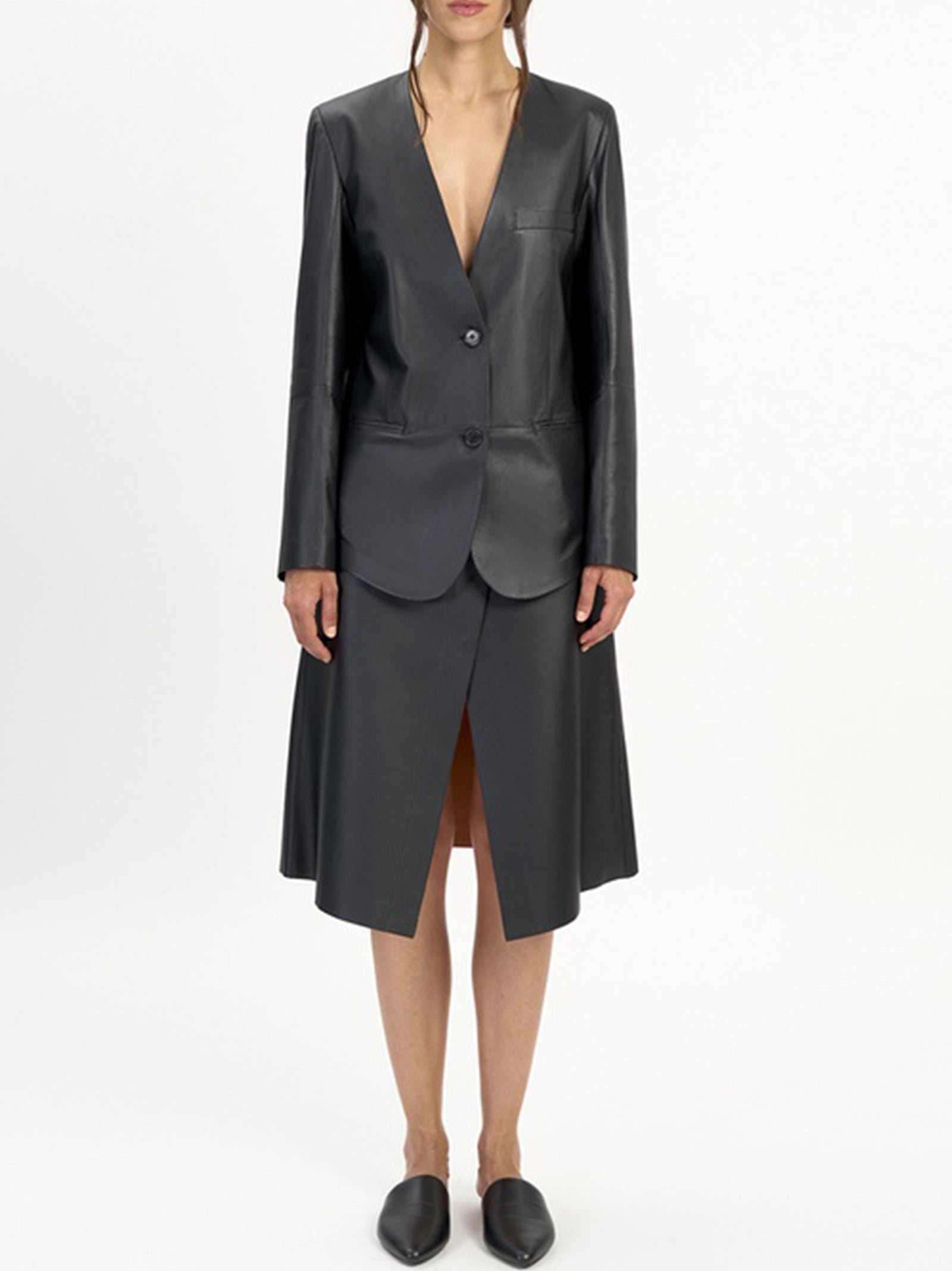 Giacca Blazer In Pelle-2