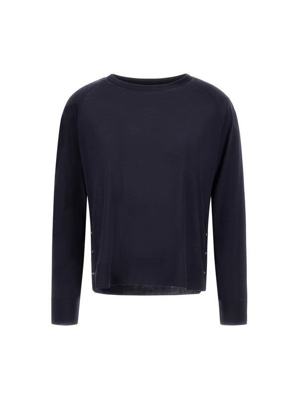 T-Shirt A Maniche Lunghe In Glam Knit Effect di HERNO - donna blu