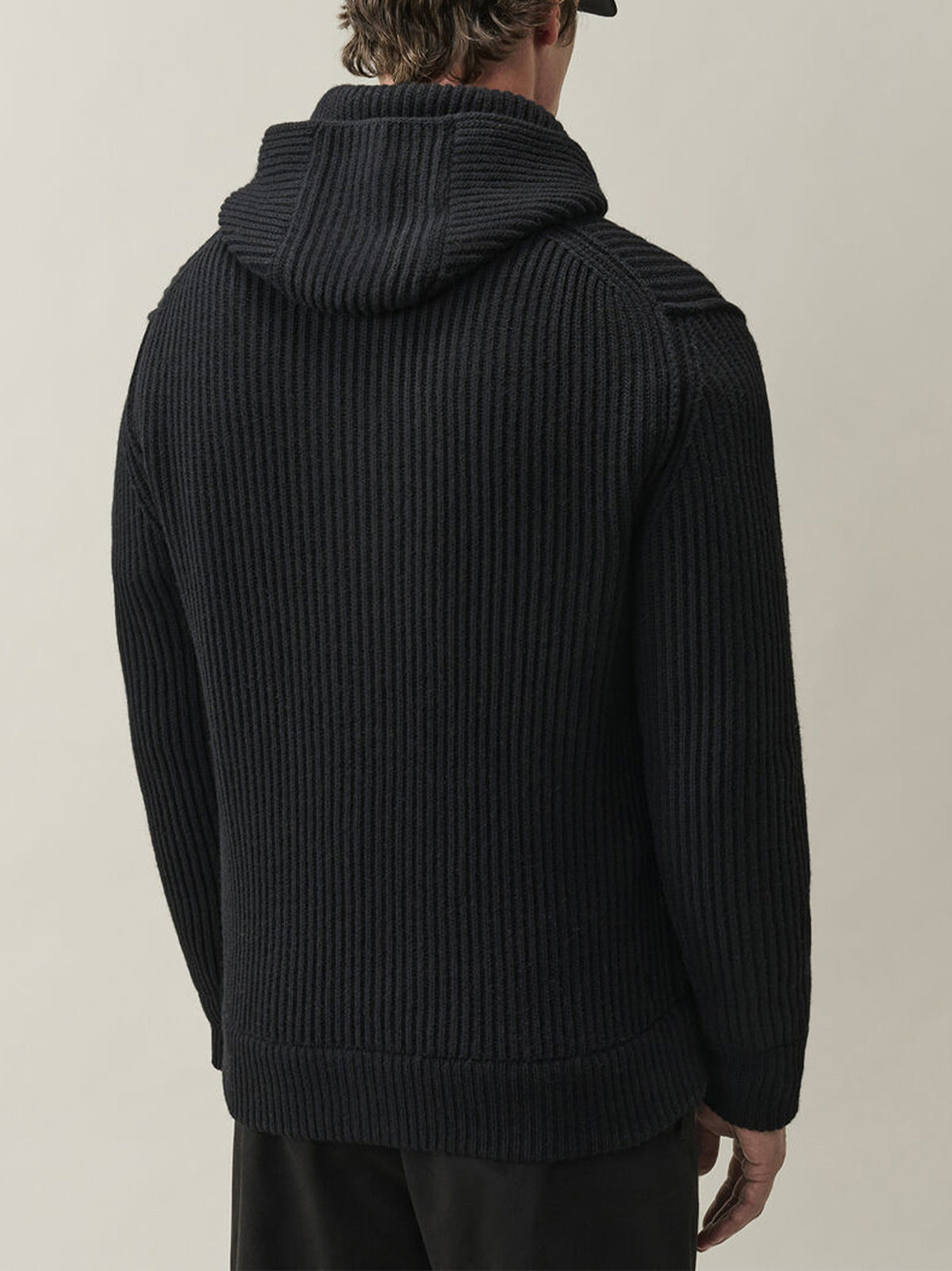 Cp Company Maglione Con Cappuccio In Lana D Agnello Con Zip E Lente Nero-3