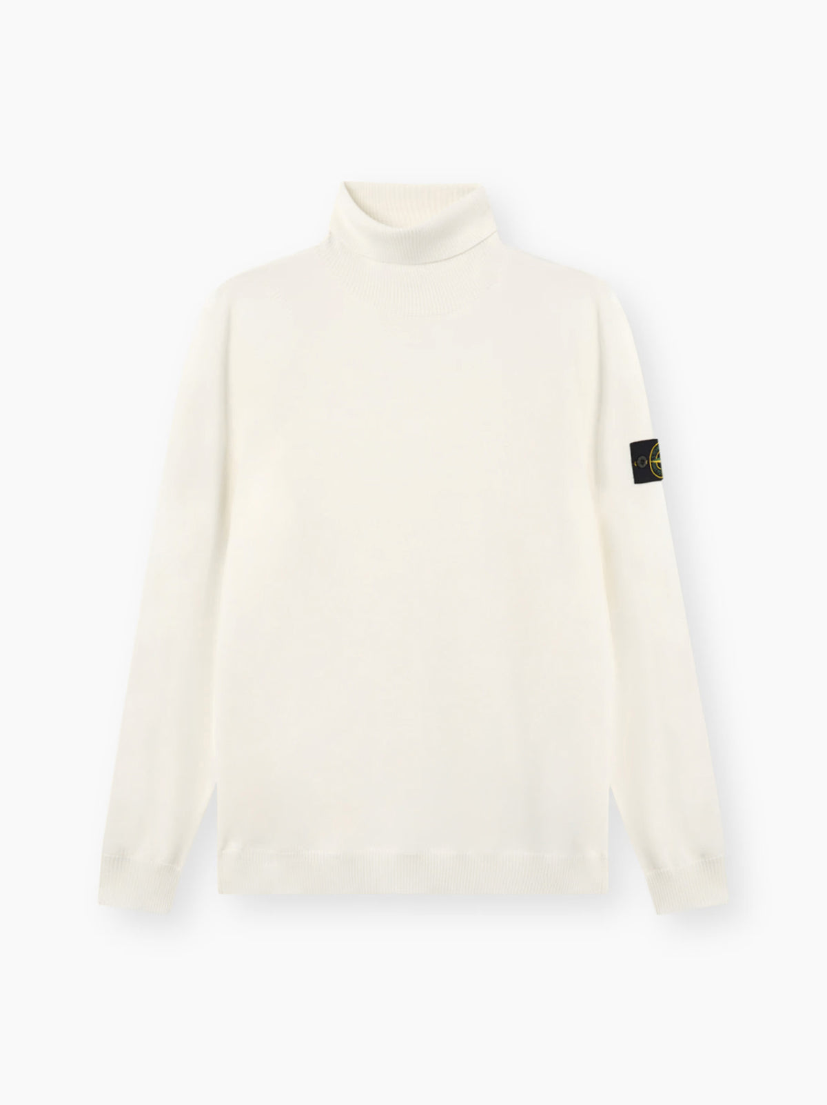 Stone Island Maglione dolcevita con bordi a costine avorio-1